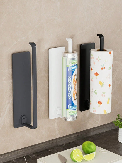 1Pc Under Cabinet Paper Towel Holder, Self-Adhesive Wall Mounted Dispenser For Kitchen, Space-Saving Hanging Storage Rack For Bathroom, Universal Sticky Roll Hanger Bar