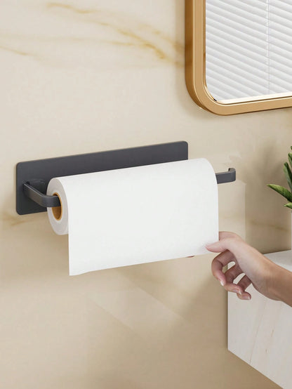 1Pc Under Cabinet Paper Towel Holder, Self-Adhesive Wall Mounted Dispenser For Kitchen, Space-Saving Hanging Storage Rack For Bathroom, Universal Sticky Roll Hanger Bar