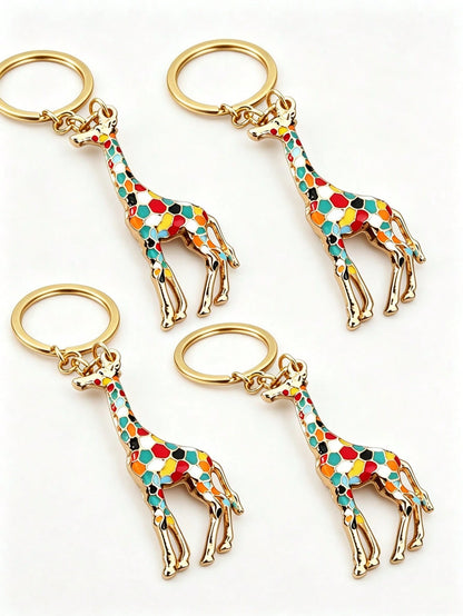 1pc Unisex Creative Colorful Giraffe Keychain Cute Versatile Retro Giraffe Couple Gift Bag Charm Deer Jewellery Shine Party Car Accessories For Woman Gifts For Women Gifts For Men