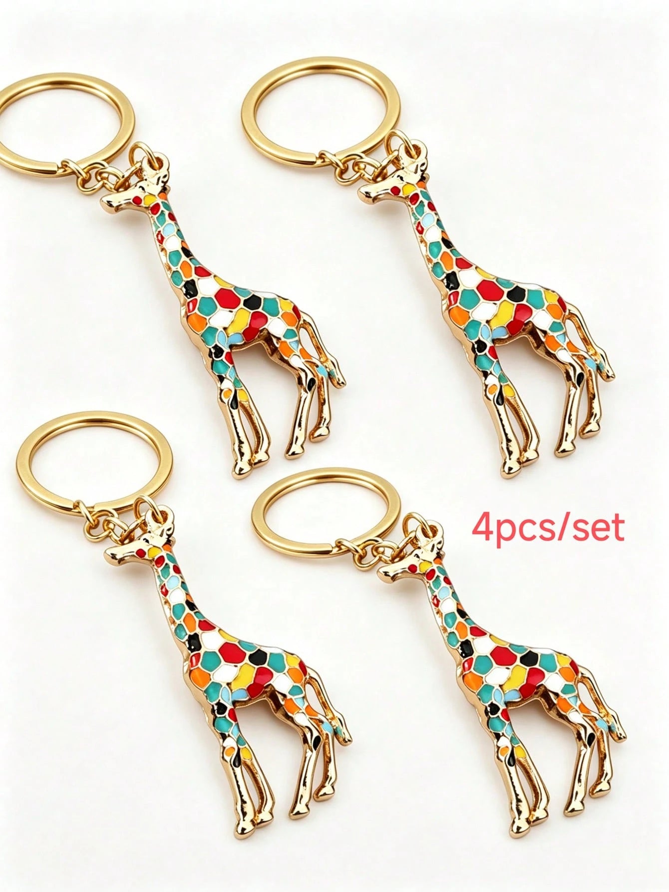 1pc Unisex Creative Colorful Giraffe Keychain Cute Versatile Retro Giraffe Couple Gift Bag Charm Deer Jewellery Shine Party Car Accessories For Woman Gifts For Women Gifts For Men