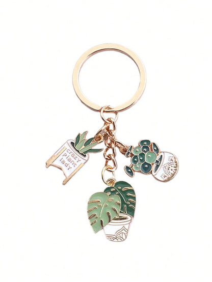 1pc Unisex Cute Doodle Painting Landscape Camping Van Pendant Key Chain Bag Charm Y2K