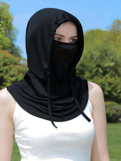 1pc Unisex Ice Silk UV Protection Balaclava- Full Face Cycling Protection- Breathable, Seamless, Adjustable Drawstring Neck Gaiter Scarf, Outdoor Motorcycle Cycling Bicycle Fishing Head Cover, With