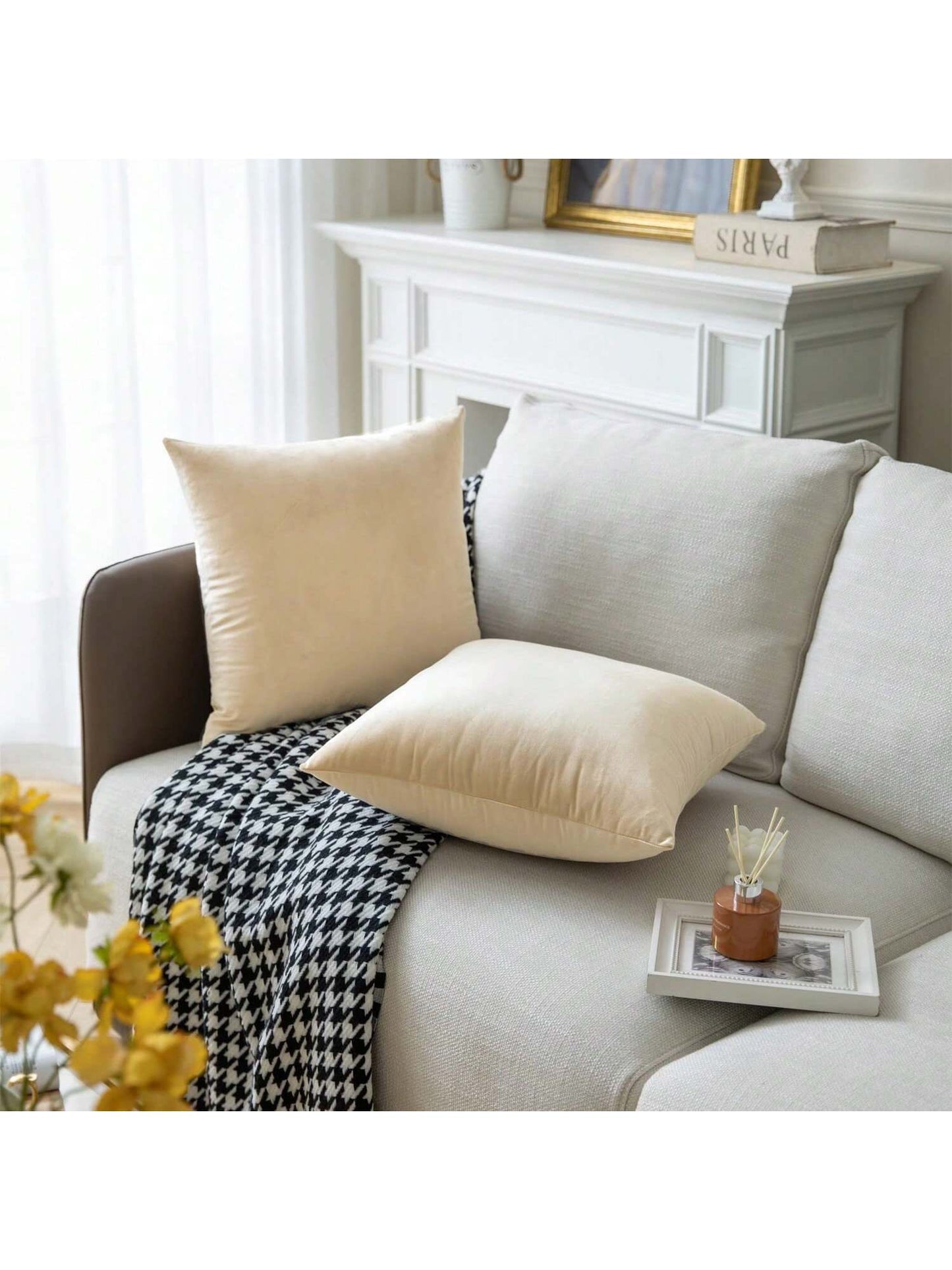 1pc Velvet Decorative Throw Pillow Case, Soft Square Cushion Cover For Sofa Bed Car, 18x18 Inches, Lavender (pillow Insert Not Included)