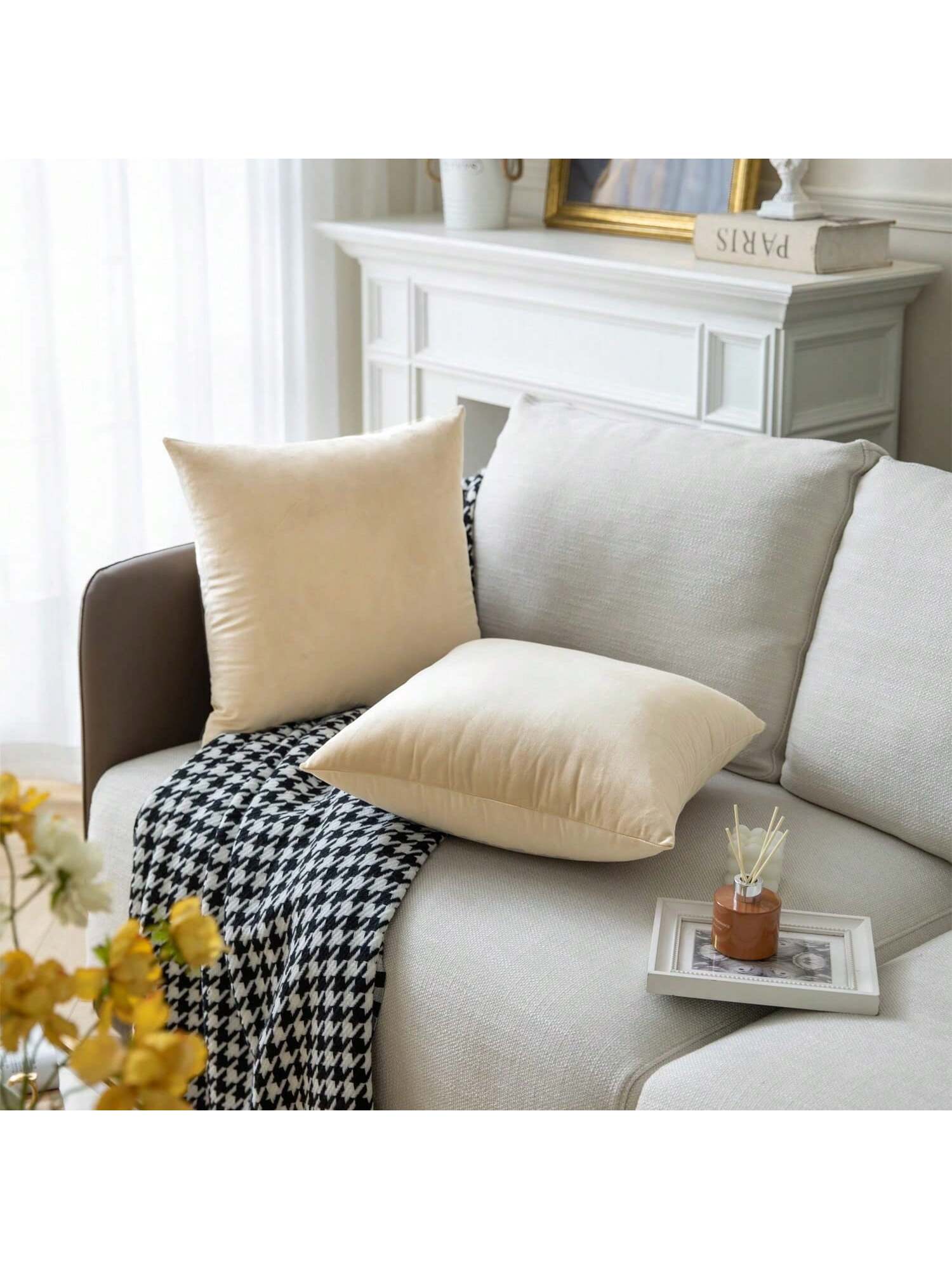 1pc Velvet Decorative Throw Pillow Case, Soft Square Cushion Cover For Sofa Bed Car, 18x18 Inches, Lavender (pillow Insert Not Included)