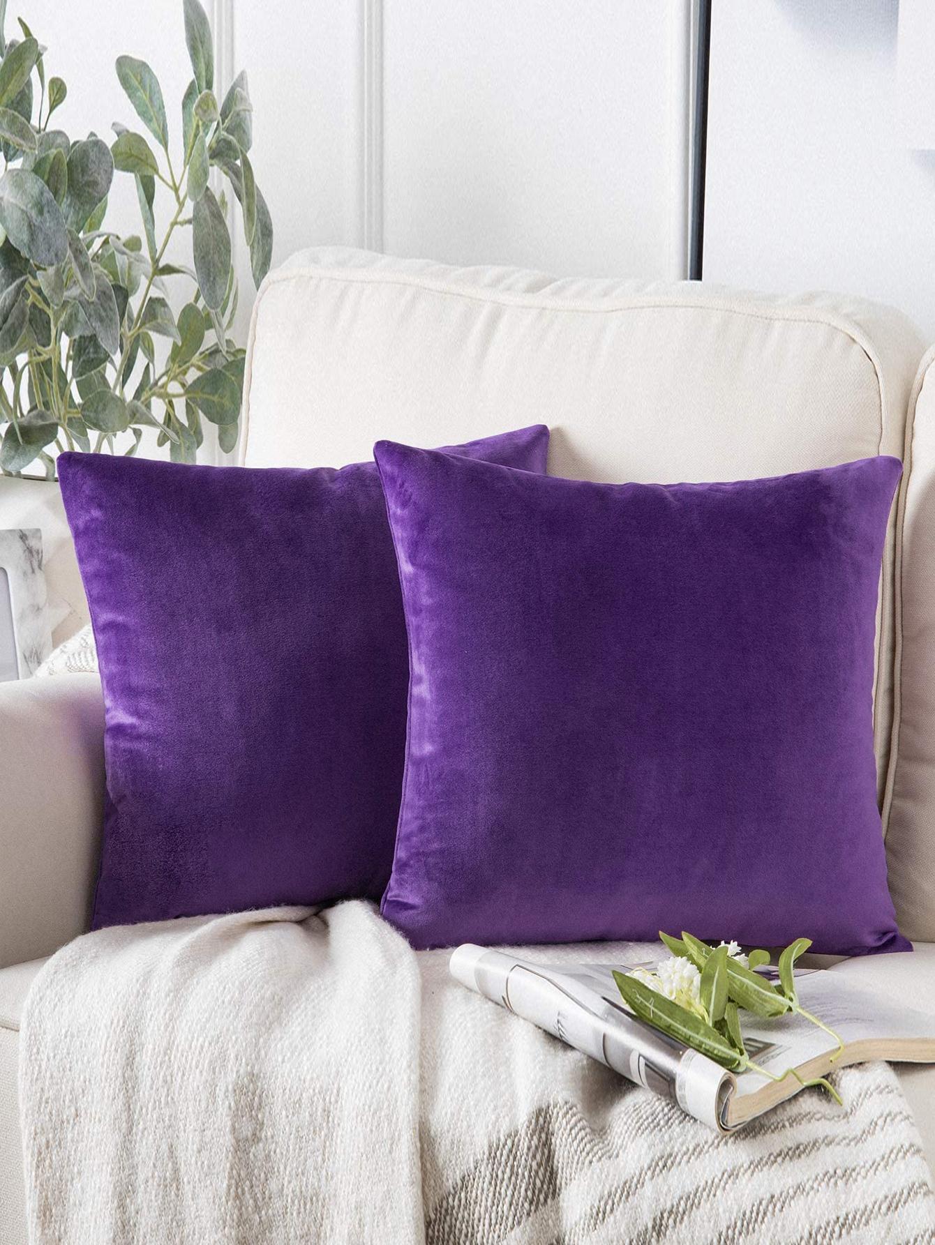 1pc Velvet Decorative Throw Pillow Case, Soft Square Cushion Cover For Sofa Bed Car, 18x18 Inches, Lavender (pillow Insert Not Included)