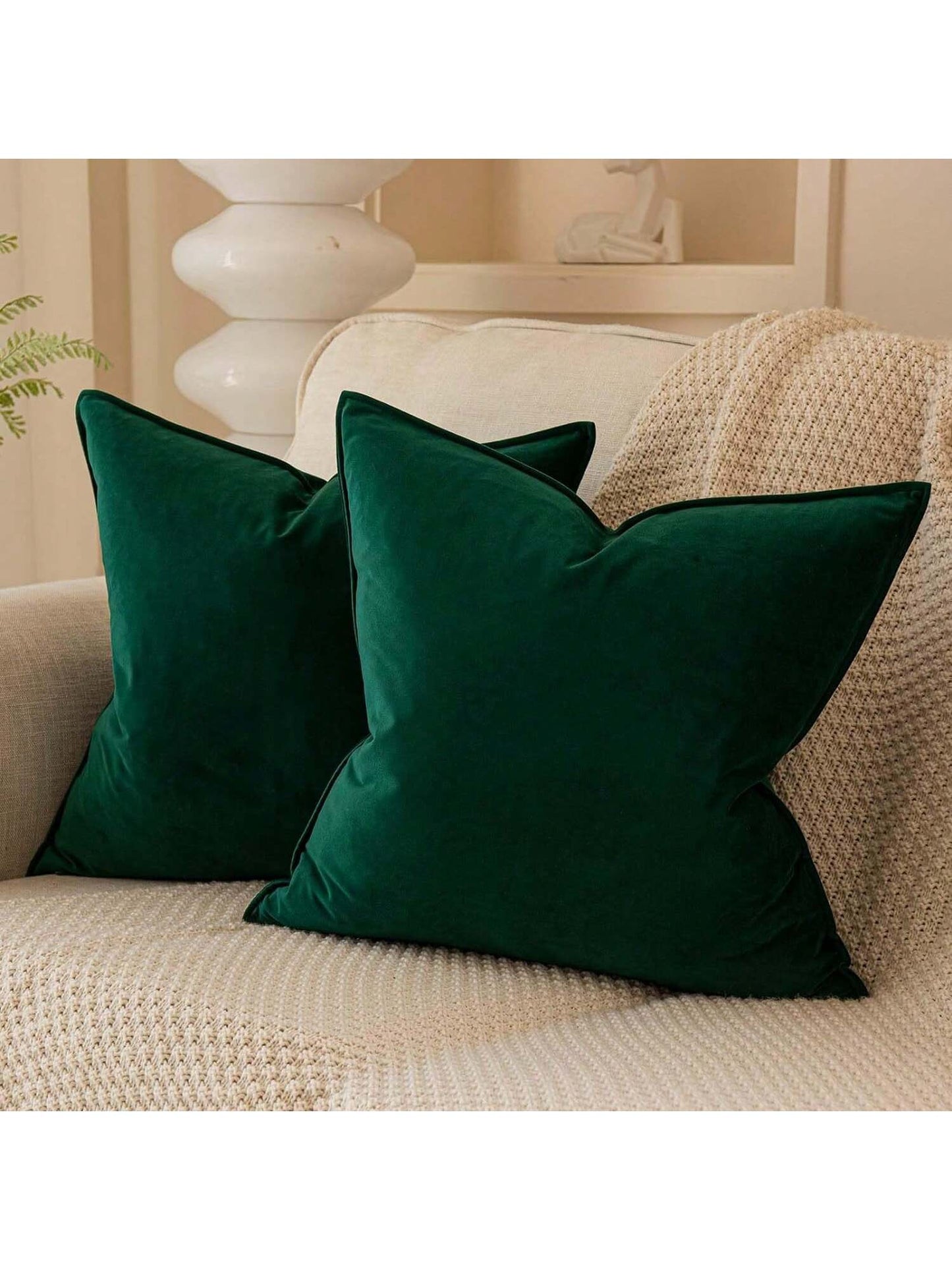 1pc Velvet Edged Square Cushion Cover, Solid Color Design For Sofa, Bedroom, Car, 18" X 18"/ 45cm X 45cm