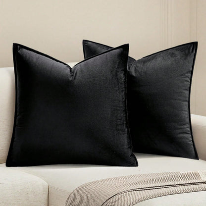 1pc Velvet Edged Square Cushion Cover, Solid Color Design For Sofa, Bedroom, Car, 18" X 18"/ 45cm X 45cm