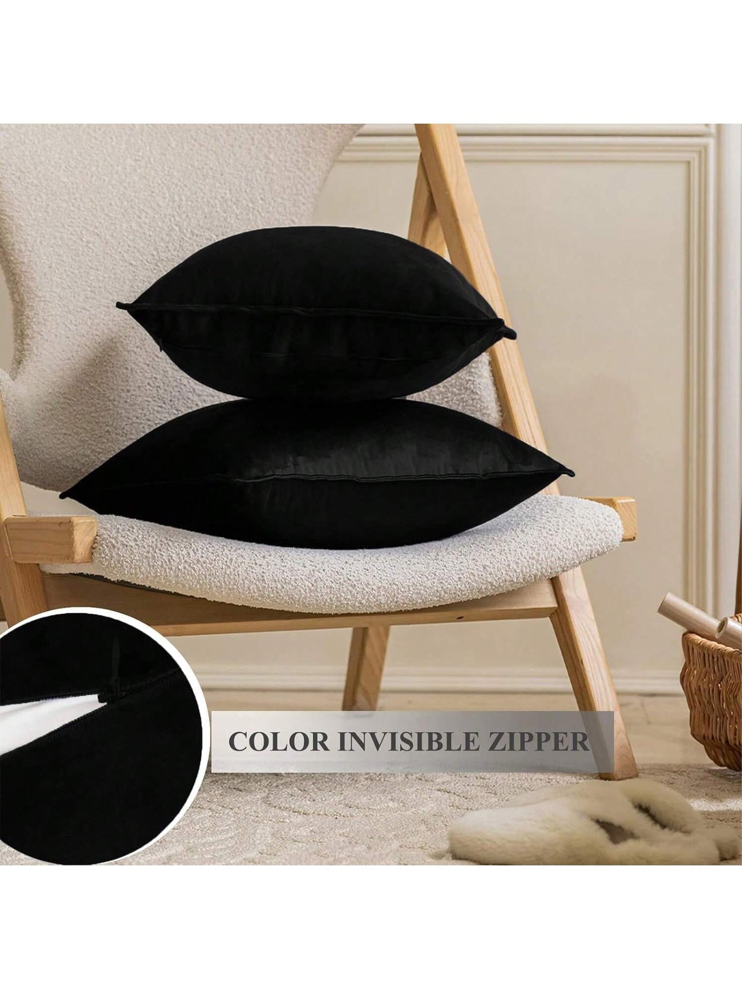 1pc Velvet Edged Square Cushion Cover, Solid Color Design For Sofa, Bedroom, Car, 18" X 18"/ 45cm X 45cm