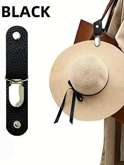1pc Versatile Leather Hat Clip For Travel & Camping- Securely Fasten The Hat To A Bag Or Suitcase, Green, Black, Brown