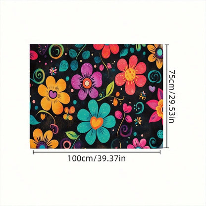 1pc Vibrant Floral Trunk Mat- Anti-Slip, Non-Slip Rubber Foot Pad For Car Interior, Available In Black With Colorful Petal Design, Ideal For Storage And Decor, Trunk Storage Solution|Decorative Trunk