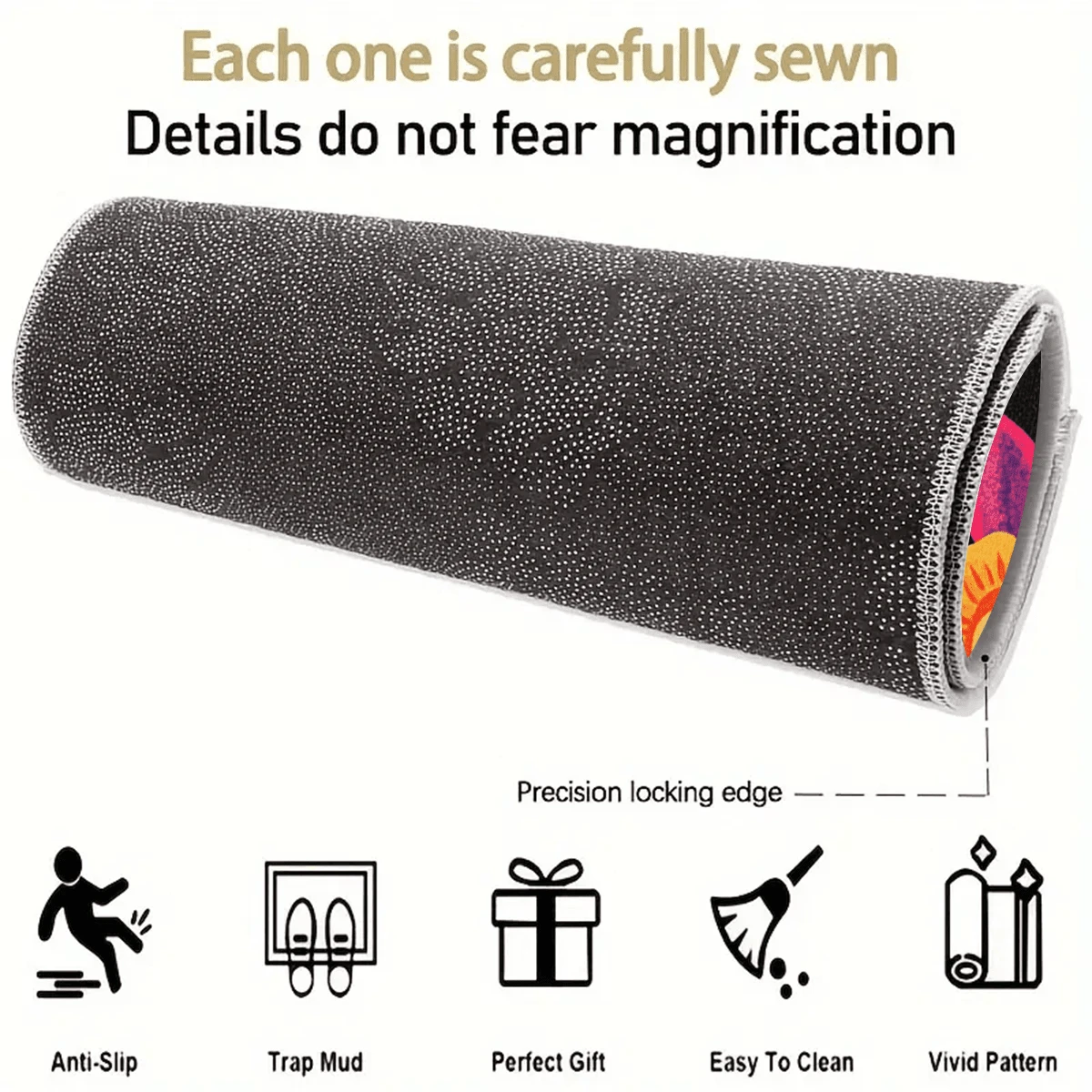 1pc Vibrant Floral Trunk Mat- Anti-Slip, Non-Slip Rubber Foot Pad For Car Interior, Available In Black With Colorful Petal Design, Ideal For Storage And Decor, Trunk Storage Solution|Decorative Trunk