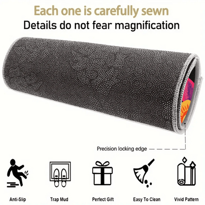 1pc Vibrant Floral Trunk Mat- Anti-Slip, Non-Slip Rubber Foot Pad For Car Interior, Available In Black With Colorful Petal Design, Ideal For Storage And Decor, Trunk Storage Solution|Decorative Trunk