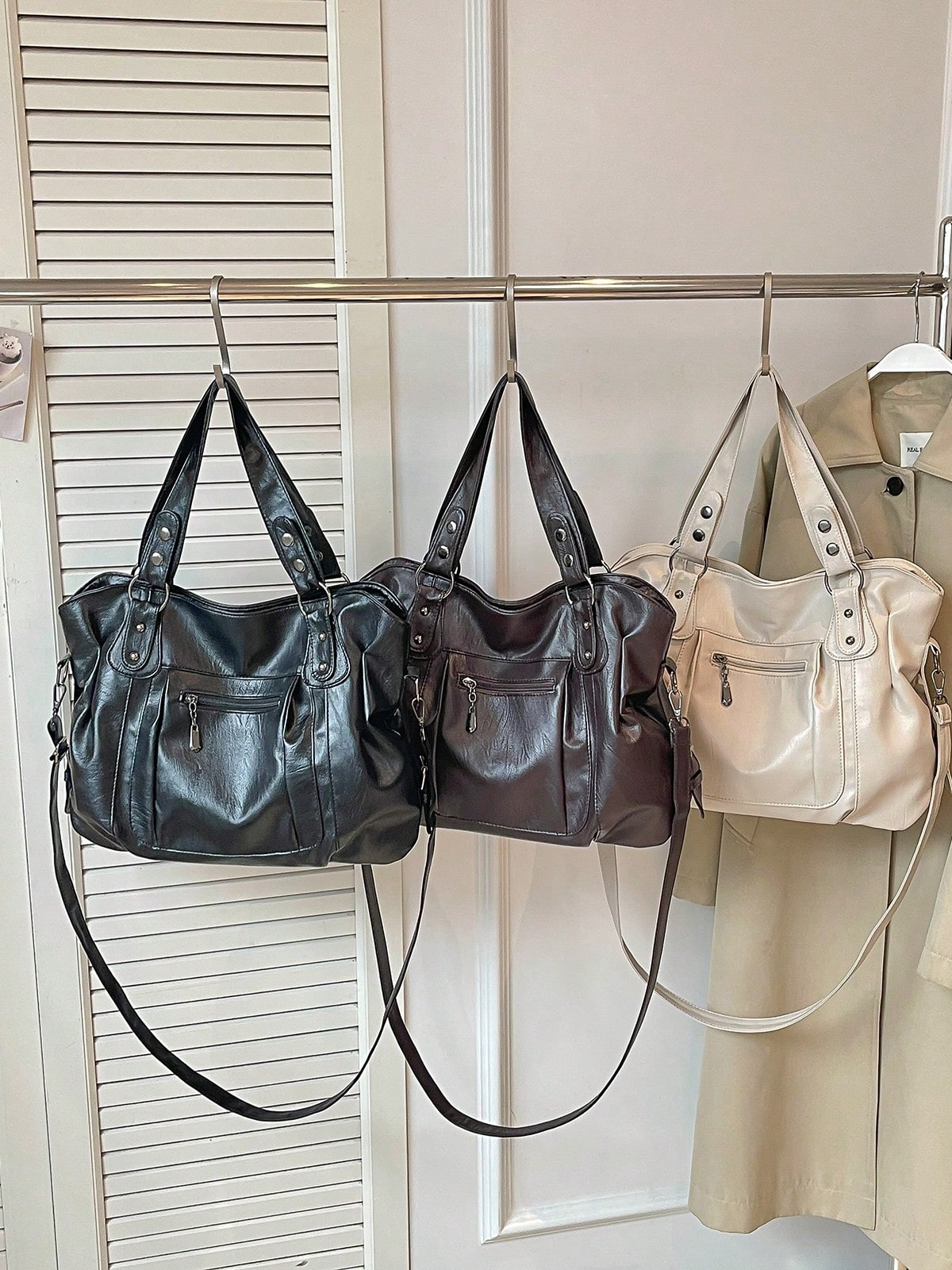 1pc Vintage Large Capacity Handbag, Vintage PU Shoulder Hobo Bag, Women's Casual Handbag And Wallet