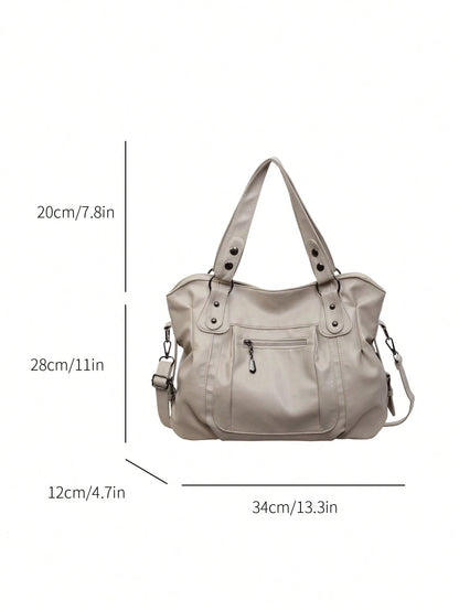 1pc Vintage Large Capacity Handbag, Vintage PU Shoulder Hobo Bag, Women's Casual Handbag And Wallet