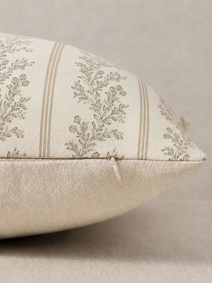 1pc Vintage Throw Pillow Covers, Striped Floral Pillow Cover Botanical Patterned Decorative Cushion Covers Modern Farmhouse Home Decor For Sofa Couch Bed Living Room, Cozy Corner