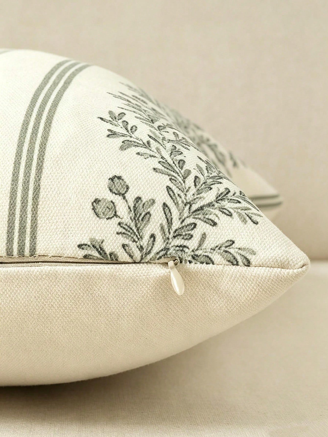 1pc Vintage Throw Pillow Covers, Striped Floral Pillow Cover Botanical Patterned Decorative Cushion Covers Modern Farmhouse Home Decor For Sofa Couch Bed Living Room, Cozy Corner