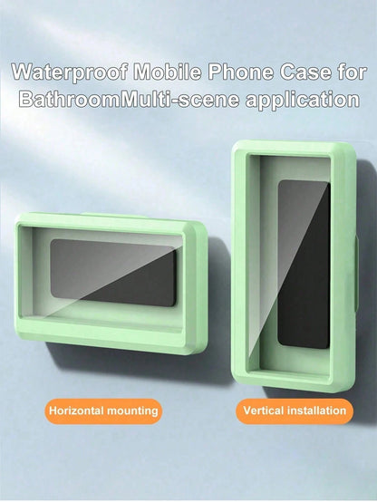 1pc Waterproof Bathroom Phone Case With Touch Screen Phone Holder, Convenient For Watching Videos And Shows In Shower Or Kitchen Sink, No Drilling Required, Bathroom Accessory, Room Decor