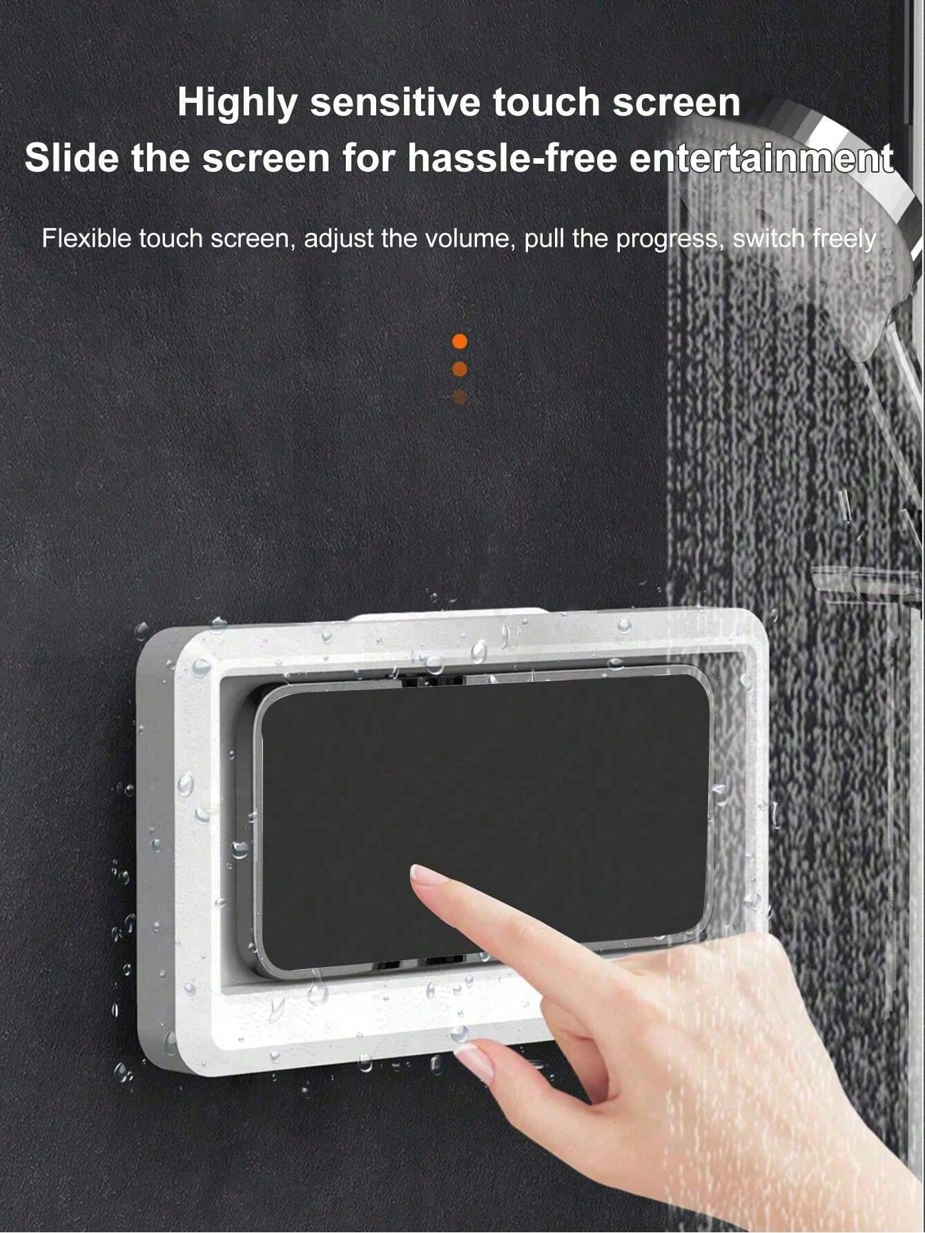 1pc Waterproof Bathroom Phone Case With Touch Screen Phone Holder, Convenient For Watching Videos And Shows In Shower Or Kitchen Sink, No Drilling Required, Bathroom Accessory, Room Decor