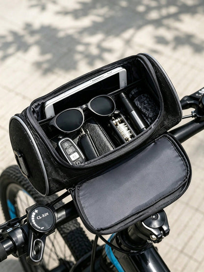 1pc Waterproof Bicycle Handlebar Bag, Oxford Fabric Large Capacity Front Storage Pouch, Suitable For Mountain Bike/Electric Bike/Scooter, Can Hold Phone, Fashion Glasses, Keys And Tools, Universal For