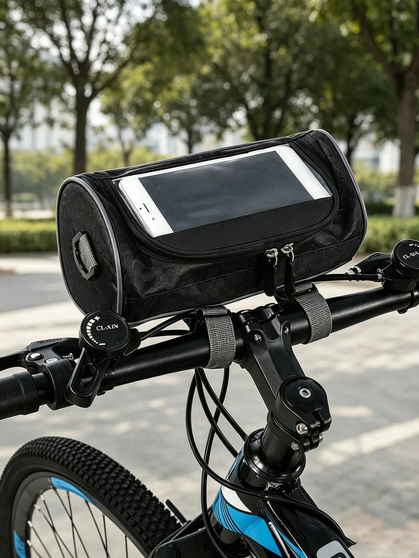 1pc Waterproof Bicycle Handlebar Bag, Oxford Fabric Large Capacity Front Storage Pouch, Suitable For Mountain Bike/Electric Bike/Scooter, Can Hold Phone, Fashion Glasses, Keys And Tools, Universal For