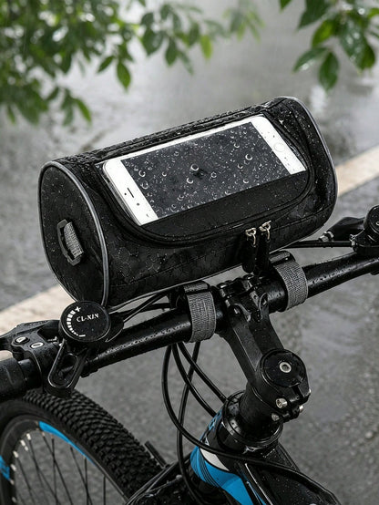 1pc Waterproof Bicycle Handlebar Bag, Oxford Fabric Large Capacity Front Storage Pouch, Suitable For Mountain Bike/Electric Bike/Scooter, Can Hold Phone, Fashion Glasses, Keys And Tools, Universal For