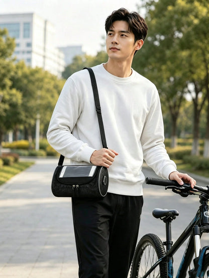 1pc Waterproof Bicycle Handlebar Bag, Oxford Fabric Large Capacity Front Storage Pouch, Suitable For Mountain Bike/Electric Bike/Scooter, Can Hold Phone, Fashion Glasses, Keys And Tools, Universal For