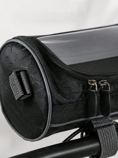 1pc Waterproof Bicycle Handlebar Bag, Oxford Fabric Large Capacity Front Storage Pouch, Suitable For Mountain Bike/Electric Bike/Scooter, Can Hold Phone, Fashion Glasses, Keys And Tools, Universal For