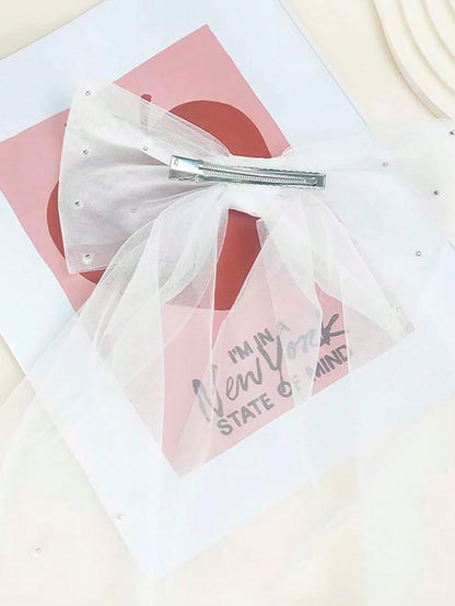 1pc White Bride Birdcage Veil, Faux Pearl Mesh Veil, Simple Style For Wedding Registration, Short Veil For Party, Faux Pearl Hair Clip, Wedding Dress Accessory, Simple Design Veil Hair Clip