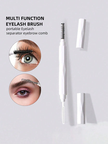 1pc White Double Headed Eyebrow Brush Makeup Brush Eyelash Curling Eyebrow Comb Beauty Tool Portable Double Headed Dustproof, Stainless Steel Comb With Protective Cover, Multi Functional Eyelash Comb