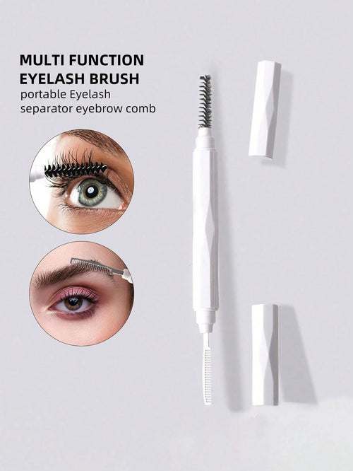 1pc White Double Headed Eyebrow Brush Makeup Brush Eyelash Curling Eyebrow Comb Beauty Tool Portable Double Headed Dustproof, Stainless Steel Comb With Protective Cover, Multi Functional Eyelash Comb
