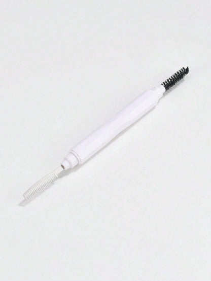 1pc White Double Headed Eyebrow Brush Makeup Brush Eyelash Curling Eyebrow Comb Beauty Tool Portable Double Headed Dustproof, Stainless Steel Comb With Protective Cover, Multi Functional Eyelash Comb