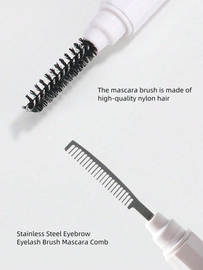 1pc White Double Headed Eyebrow Brush Makeup Brush Eyelash Curling Eyebrow Comb Beauty Tool Portable Double Headed Dustproof, Stainless Steel Comb With Protective Cover, Multi Functional Eyelash Comb