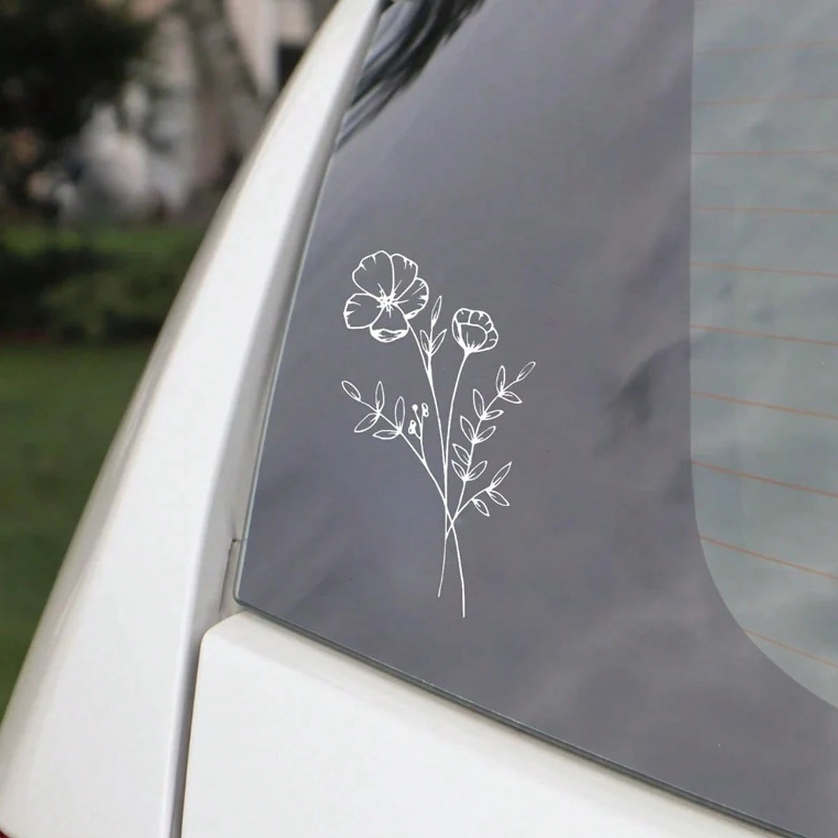 1pc Wild Flower Car Sticker, Suitable For Car Window, Laptop Back, Computer, Luggage, Car Parts, Car Line Drawing Sticker, Bouquet Sticker And Women Sticker