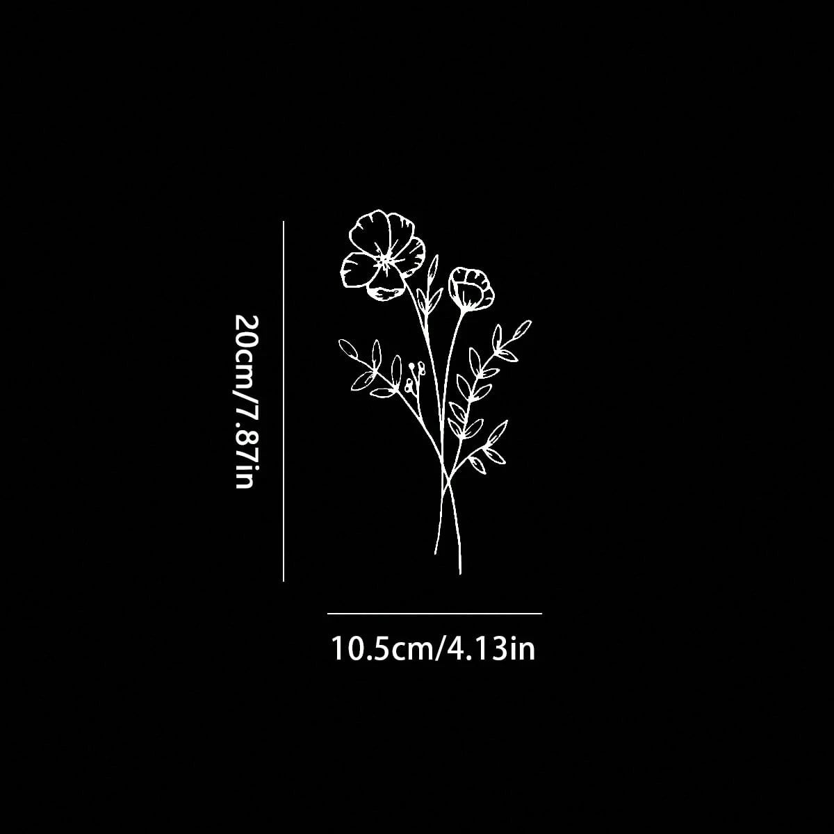1pc Wild Flower Car Sticker, Suitable For Car Window, Laptop Back, Computer, Luggage, Car Parts, Car Line Drawing Sticker, Bouquet Sticker And Women Sticker