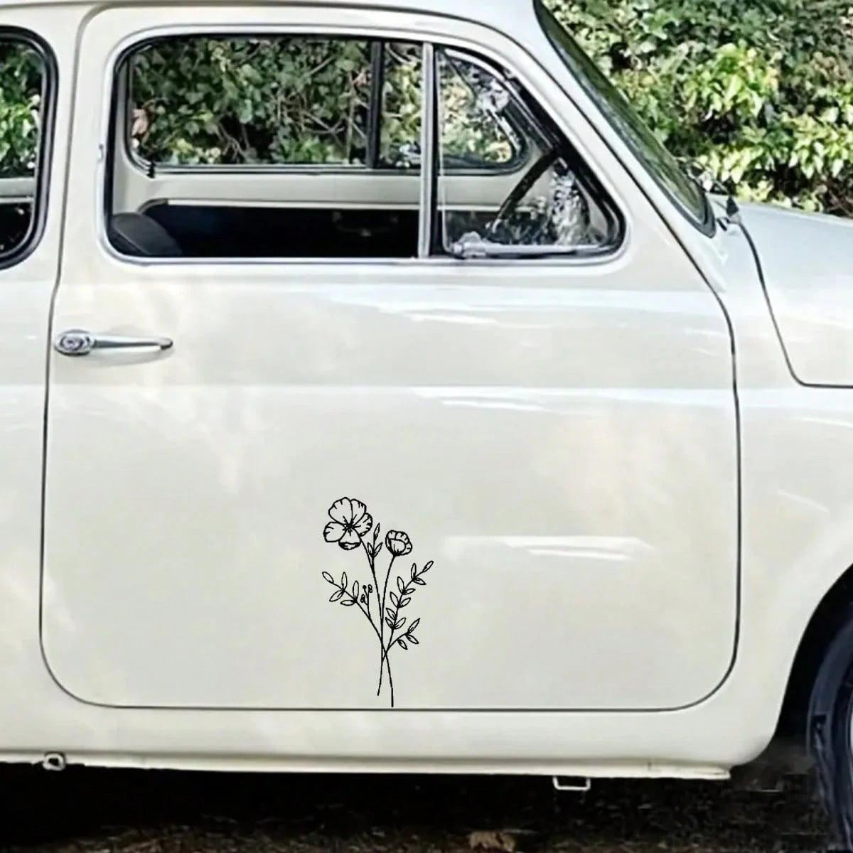 1pc Wild Flower Car Sticker, Suitable For Car Window, Laptop Back, Computer, Luggage, Car Parts, Car Line Drawing Sticker, Bouquet Sticker And Women Sticker