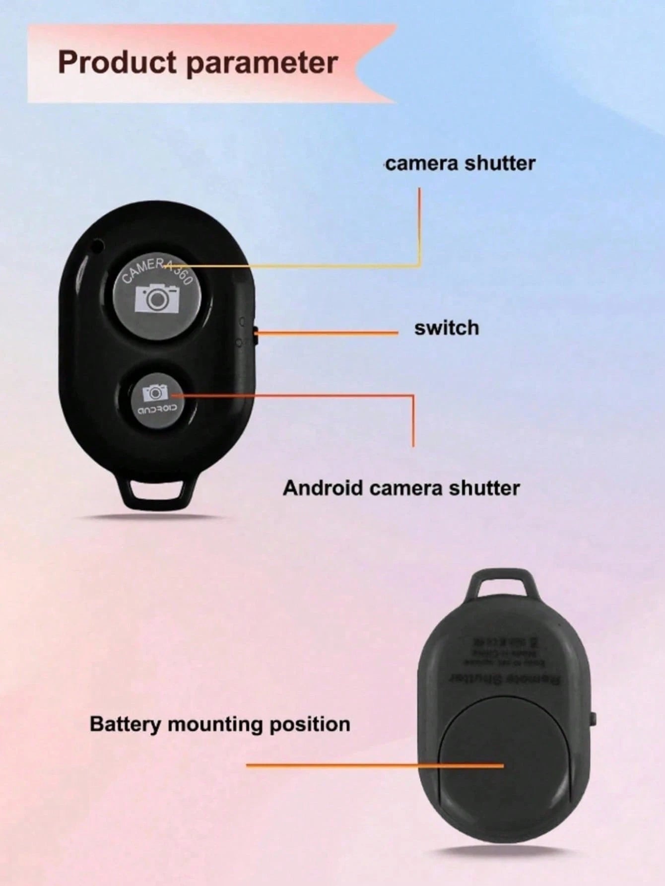 1pc Wireless Android/IOS Selfie Stick Remote Shutter, Selfie Stick Gadget