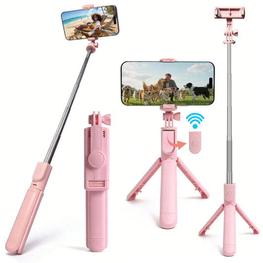 1PC Wireless Selfie Stick With Tripod, Remote Control, Phone Holder And Built-In Tripod, Compatible With Android Phones, Suitable For Summer Vacation, Travel, Outdoor Activities, Live Streaming