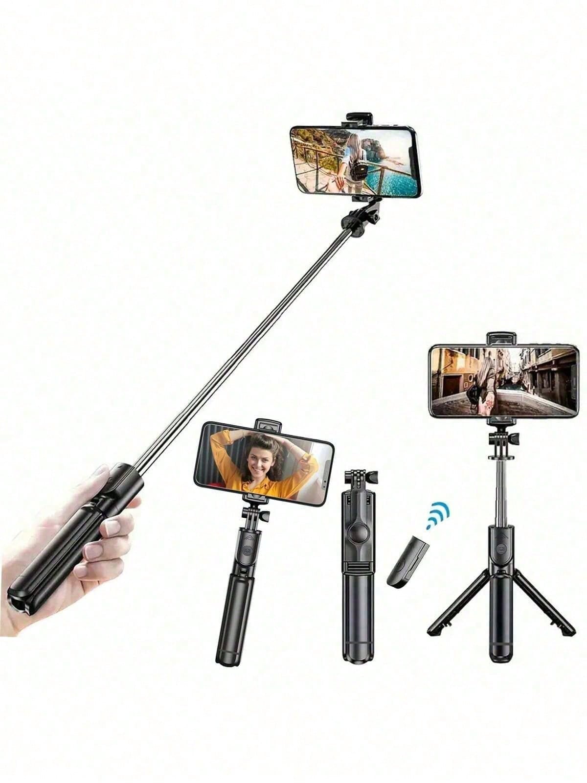 1pc Wireless Selfie Stick With Tripod, Remote Control, Phone Holder And Built-In Tripod, Suitable For Summer Vacation, Travel, Outdoor Activities, Live Streaming And Stable Recording, For Vlogging