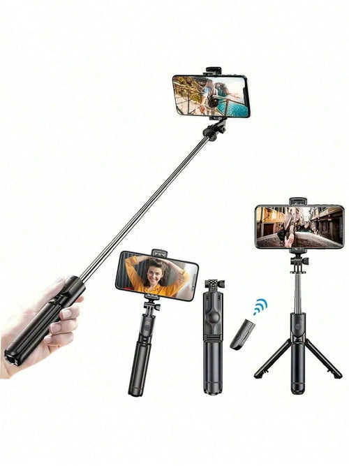 1pc Wireless Selfie Stick With Tripod, Remote Control, Phone Holder And Built-In Tripod, Suitable For Summer Vacation, Travel, Outdoor Activities, Live Streaming And Stable Recording, For Vlogging