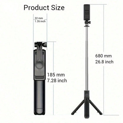 1pc Wireless Selfie Stick With Tripod, Remote Control, Phone Holder And Built-In Tripod, Suitable For Summer Vacation, Travel, Outdoor Activities, Live Streaming And Stable Recording, For Vlogging
