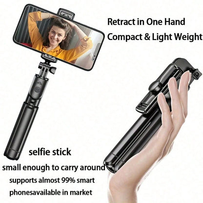 1pc Wireless Selfie Stick With Tripod, Remote Control, Phone Holder And Built-In Tripod, Suitable For Summer Vacation, Travel, Outdoor Activities, Live Streaming And Stable Recording, For Vlogging