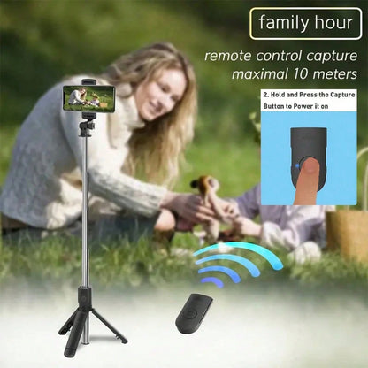 1pc Wireless Selfie Stick With Tripod, Remote Control, Phone Holder And Built-In Tripod, Suitable For Summer Vacation, Travel, Outdoor Activities, Live Streaming And Stable Recording, For Vlogging