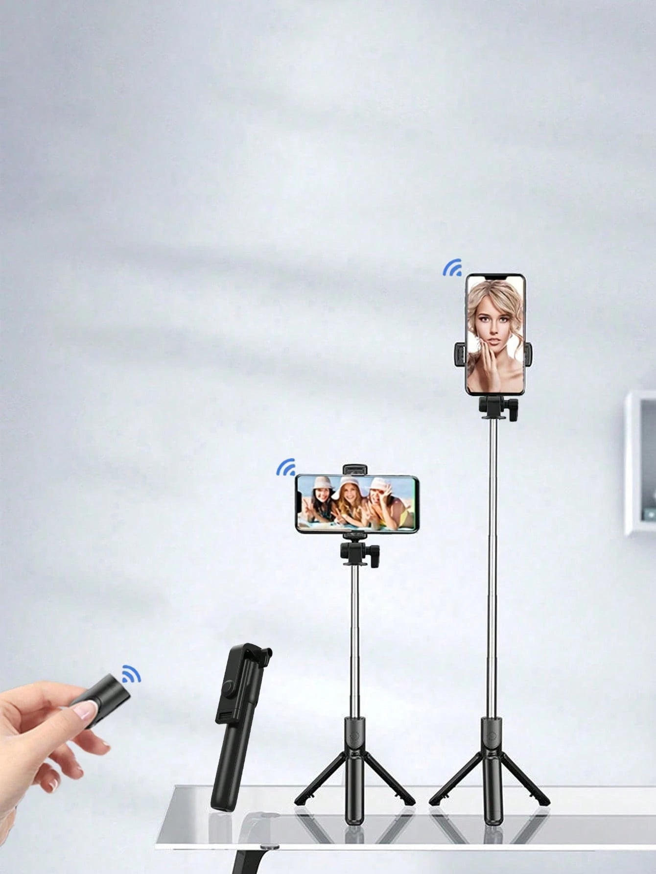 1PC Wireless Selfie Stick With Tripod, Remote Control, Phone Holder And Built-In Tripod, Compatible With Android Phones, Suitable For Summer Vacation, Travel, Outdoor Activities, Live Streaming