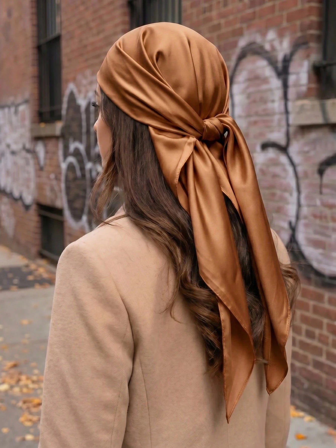 1pc Women's Casual Solid Color Satin Scarf/Bandana, Minimalist Spring/Summer Hair Accessory, Suitable For Vacation, Beach Party, Street Fashion, French Girl Style