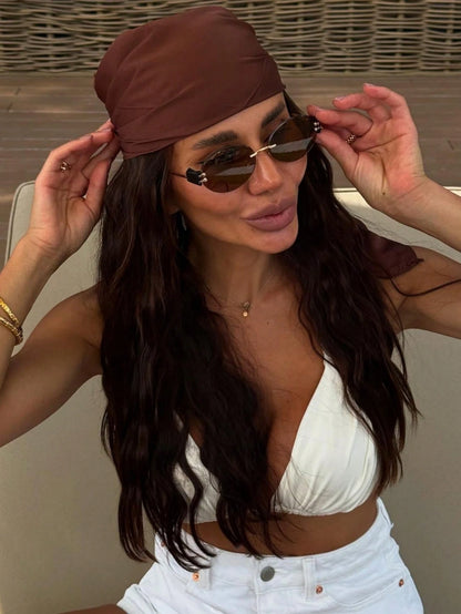 1pc Women's Casual Solid Color Satin Scarf/Bandana, Minimalist Spring/Summer Hair Accessory, Suitable For Vacation, Beach Party, Street Fashion, French Girl Style