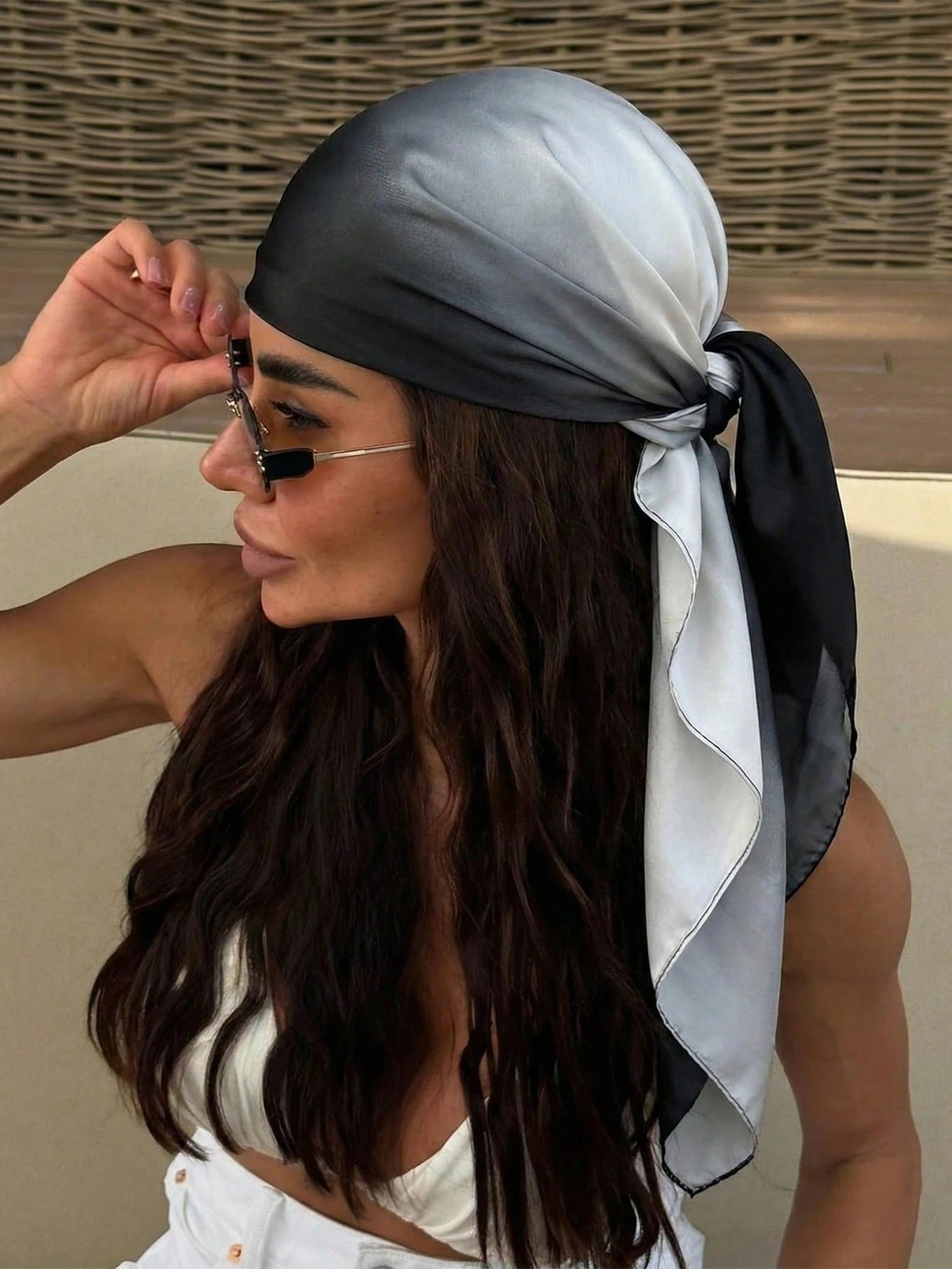 1pc Women's Casual Solid Color Satin Scarf/Bandana, Minimalist Spring/Summer Hair Accessory, Suitable For Vacation, Beach Party, Street Fashion, French Girl Style