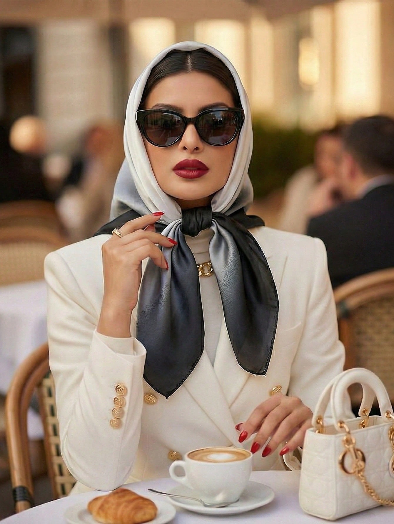 1pc Women's Casual Solid Color Satin Scarf/Bandana, Minimalist Spring/Summer Hair Accessory, Suitable For Vacation, Beach Party, Street Fashion, French Girl Style