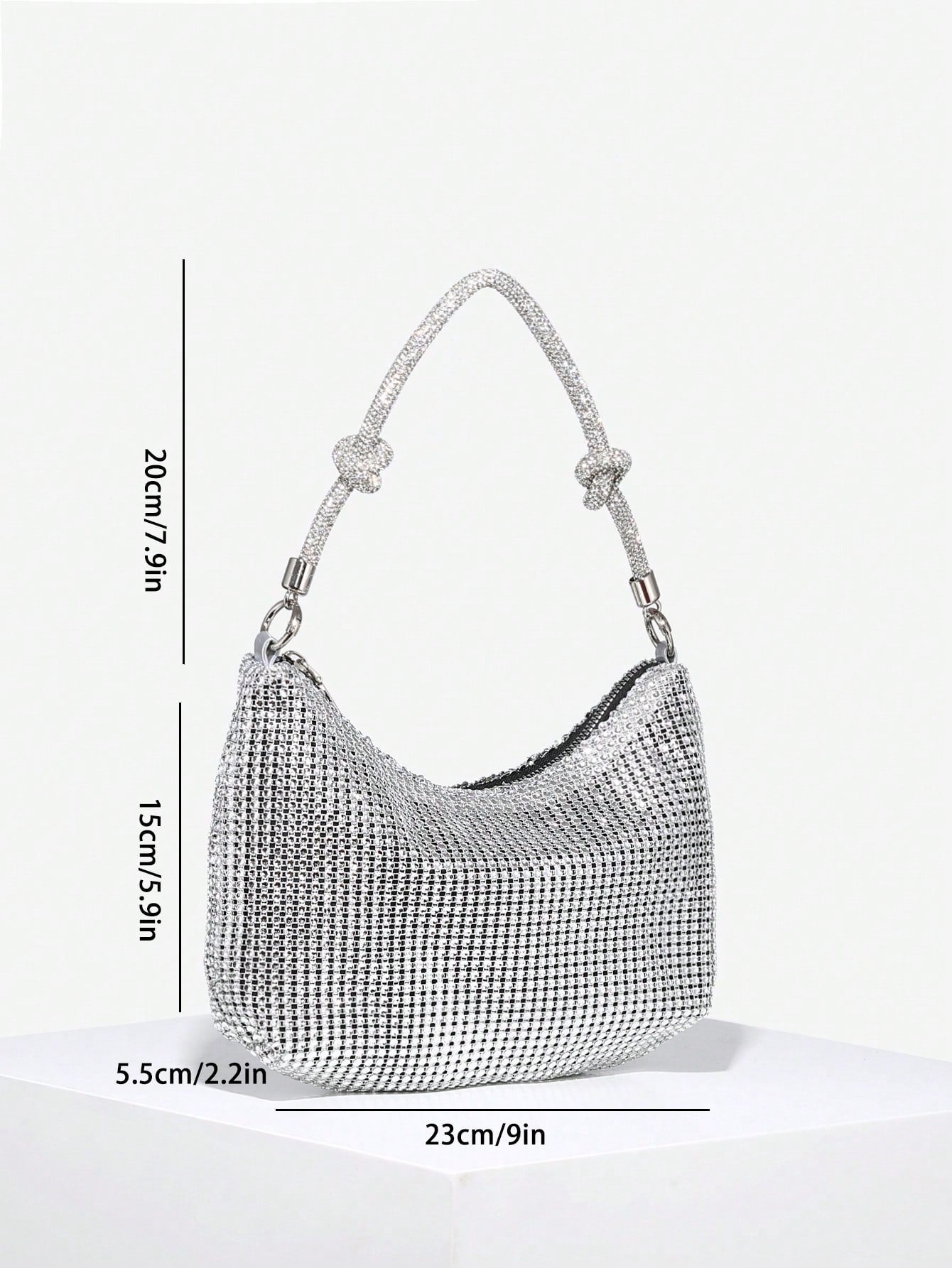 1pc Women's Elegant Rhinestone Mesh Sequin Embroidered Floral 3D Chunky Bracelet Clutch Bag, Suitable For Going Out, Dates, Parties, Wedding Items