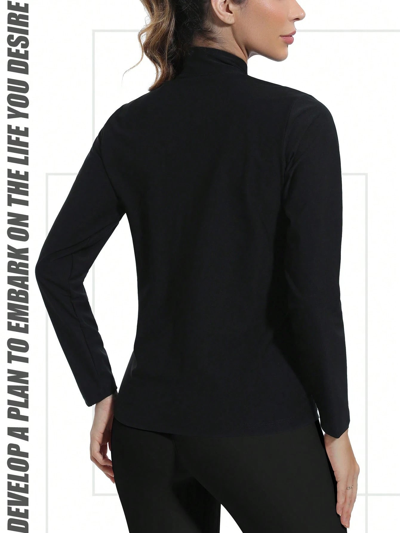 1pc Women's Long Sleeve Stand Collar Sports Sweatshirt, Zippered Moisture Wicking Sauna Suit, Solid Color Sauna Suit For Female Athletes, Yoga Fitness Wear For Weight Loss & Calorie Burning, Sweating