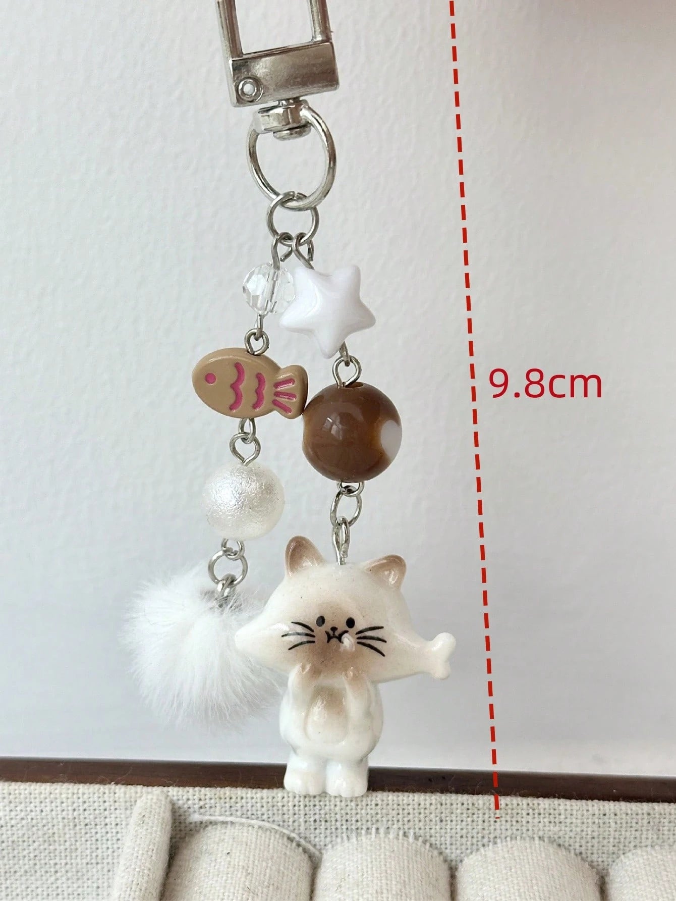 1pc Women's New Korean Cute Cartoon Cat Keychain Heart Plush Ball Star Beaded Accessory Phone Strap Bag Charm Couple/Best Friend Gift Backpack Decor Keychain For Bag Car Accessories For Women
